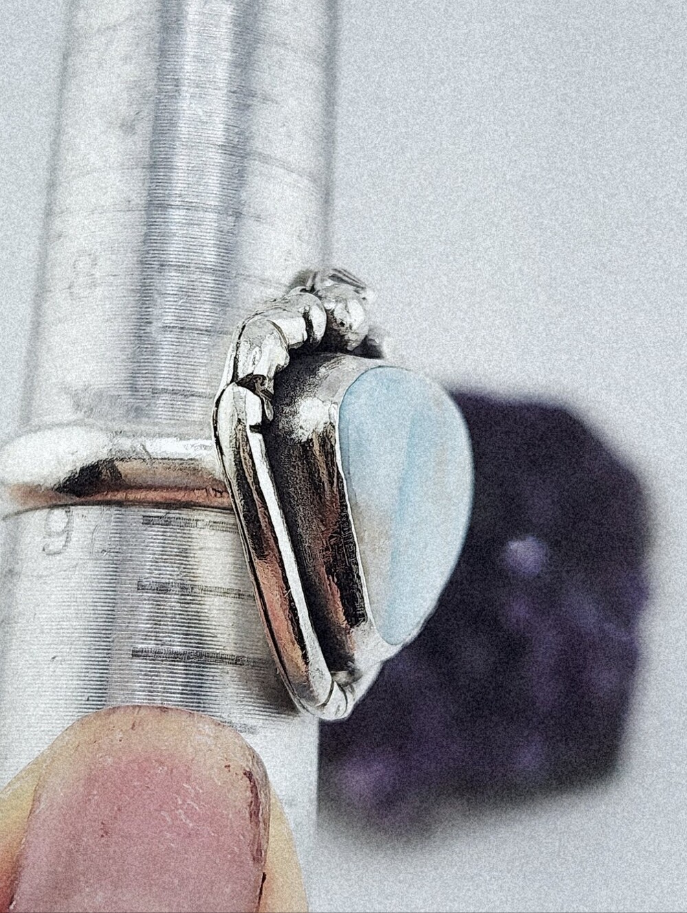 LARIMAR RING HANDMADE IN STERLING SILVER UNISEX SIZE 9 - Picture 6 of 16